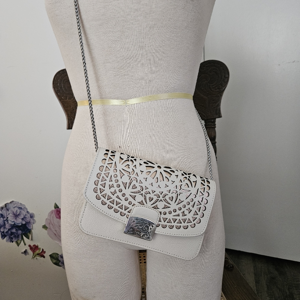 Brighton 3in1 Snap Leather Convertible Small Silver Chain Crossbody Women EUC - Picture 8 of 11